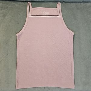 American Eagle Essentials Dusty Rose High Neck Ribbed Tank Top Women's Small